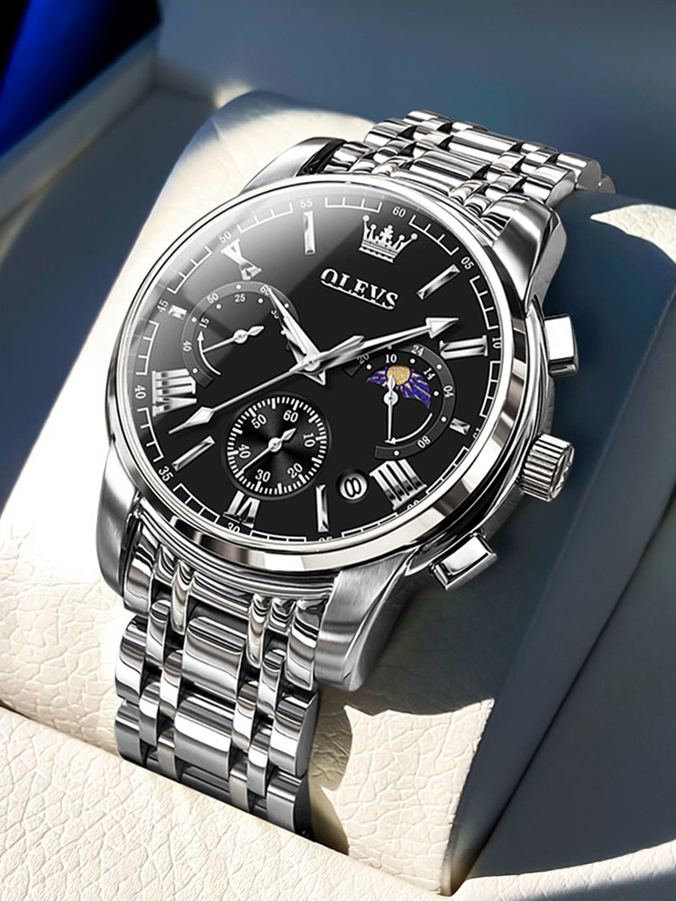 Christmas Gift Watch for Men, Mechanical Watch, Multi-Functional, Versatile, Business, Waterproof, Steel Band, Quartz Watch, Luxury Watch