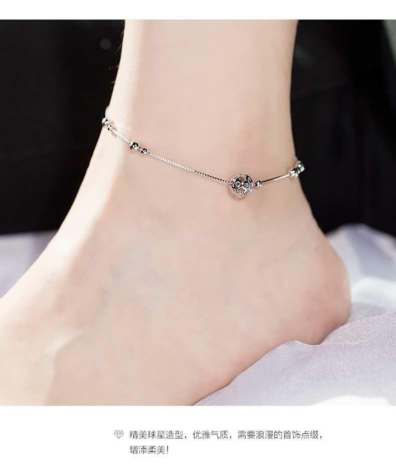 Vòng chân bằng bạc 925 sterling vòng chân nữ bạn gái sinh viên retro retro Nhật Bản và Hàn Quốc của chuỗi chân tùy chỉnh cá tính tươi đơn giản vòng đeo chân cho nữ
