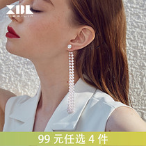 Korean explosion tassel imitation pearl earrings womens 2021 new fashion earrings high-end temperament long drop earrings