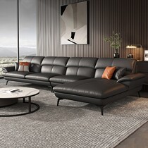 Italian minimal leather sofa living room small household Nordic modern minimal head skin corner sofa furniture