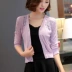 Áo len ngắn nữ cardigan mỏng 2018 xuân hè mới V-cổ rỗng bảy tay áo khoác nhỏ áo choàng điều hòa không khí Cardigan