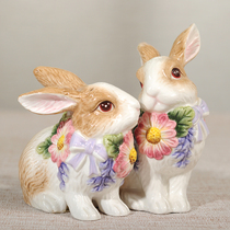 Fangya brand Zhaocai colorful red rabbit S P ceramic ornaments home accessories TV cabinet porch ornaments