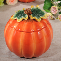 European pumpkin ceramic sealed pot Tea pot storage tank TV cabinet Coffee table ornaments Home accessories large