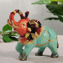 European hand-painted under-glaze green color elephant ceramic ornaments home accessories birthday wedding gifts TV cabinet porch ornaments
