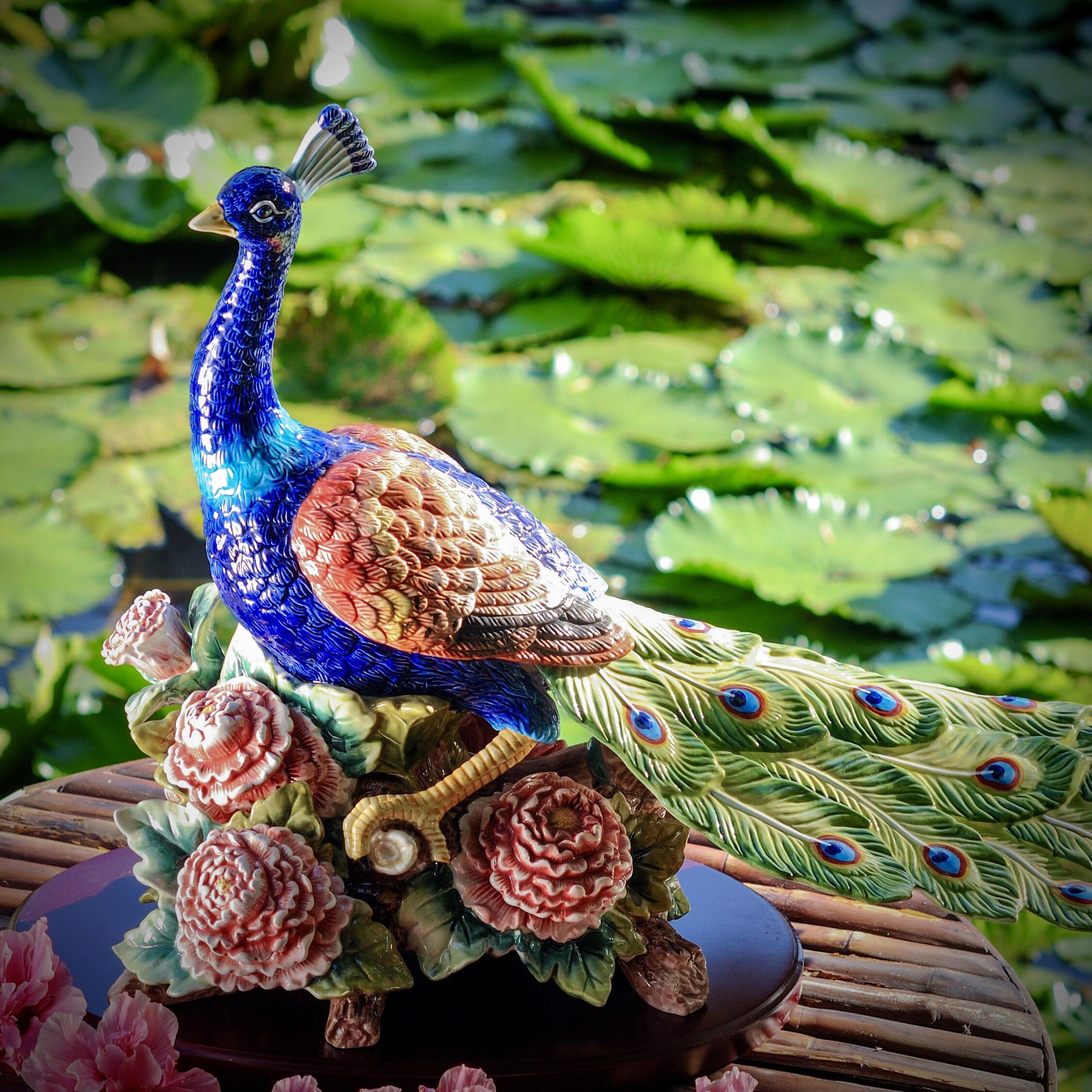 Fangya auspicious big peacock screen ceramic decoration housewarming jewelry wedding engagement newly married TV cabinet wine cabinet decoration