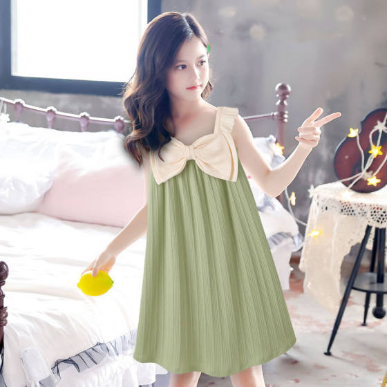 女童吊带睡衣夏季新款儿童吊带睡裙宽松冰丝小学生睡裙中大童睡裙