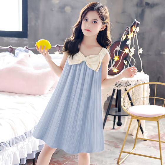 女童吊带睡衣夏季新款儿童吊带睡裙宽松冰丝小学生睡裙中大童睡裙
