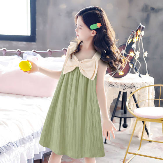 女童吊带睡衣夏季新款儿童吊带睡裙宽松冰丝小学生睡裙中大童睡裙