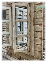 Solitary-style solid wood depth as old false window wall-mounted decorative mirror background wall decoration nostalgic micro-time