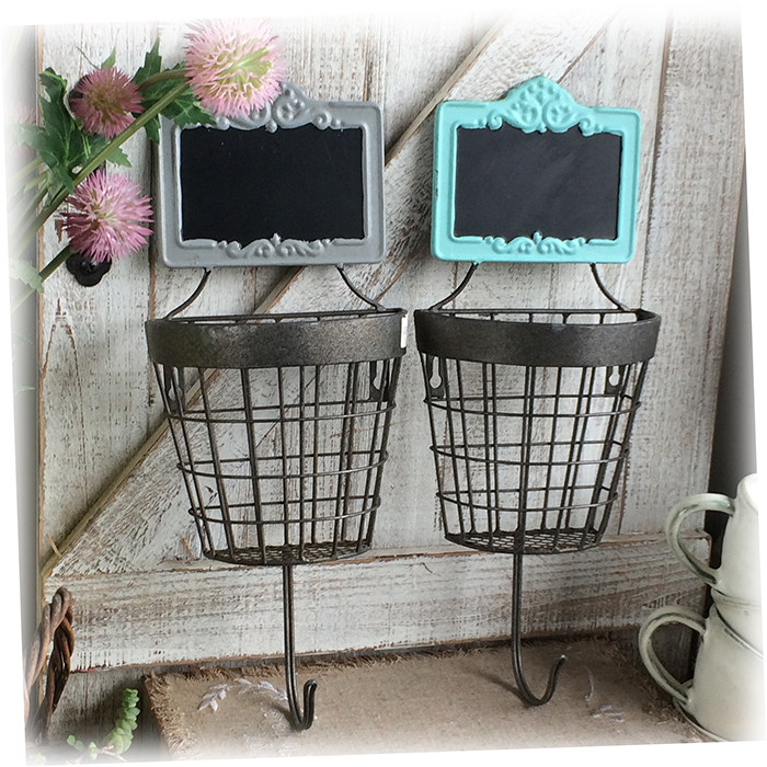 Lonely iron old iron wire basket blackboard hook Garden decoration hook two optional 
