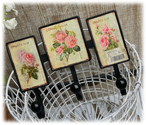 Solitary Fares Iron Retro Made Old Rose Flower Ceramic Head Clog Hook Hooks Nostalgic Style