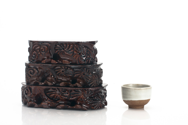 Solid wood base stone, jade statues are it bonsai flower bottle carved on mount taishan stone irregular oval