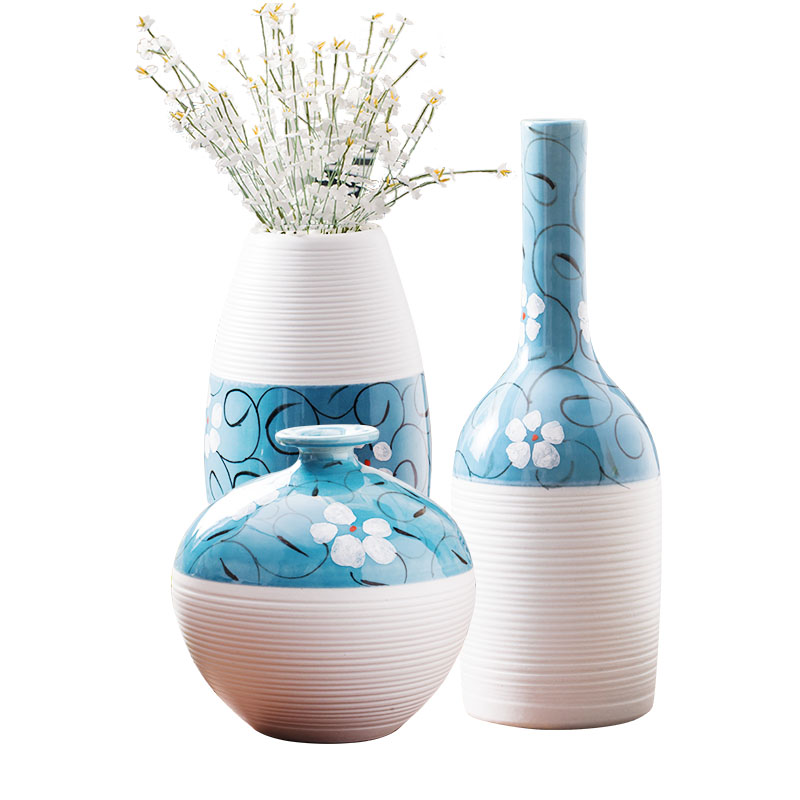 Creative household ceramics of large vase three - piece little pure and fresh and simple but elegant wine cabinet room sitting room adornment is placed