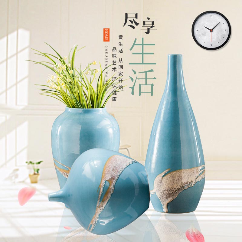 Creative new Chinese be born ceramic vase three - piece home sitting room ark adornment furnishing articles TV ark, decoration