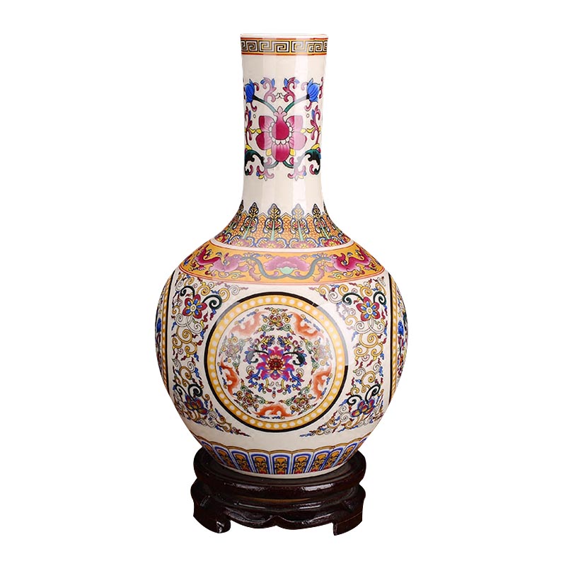 Jingdezhen ceramic antique colored enamel vase classical household furnishing articles sitting room TV ark, handicraft ornament