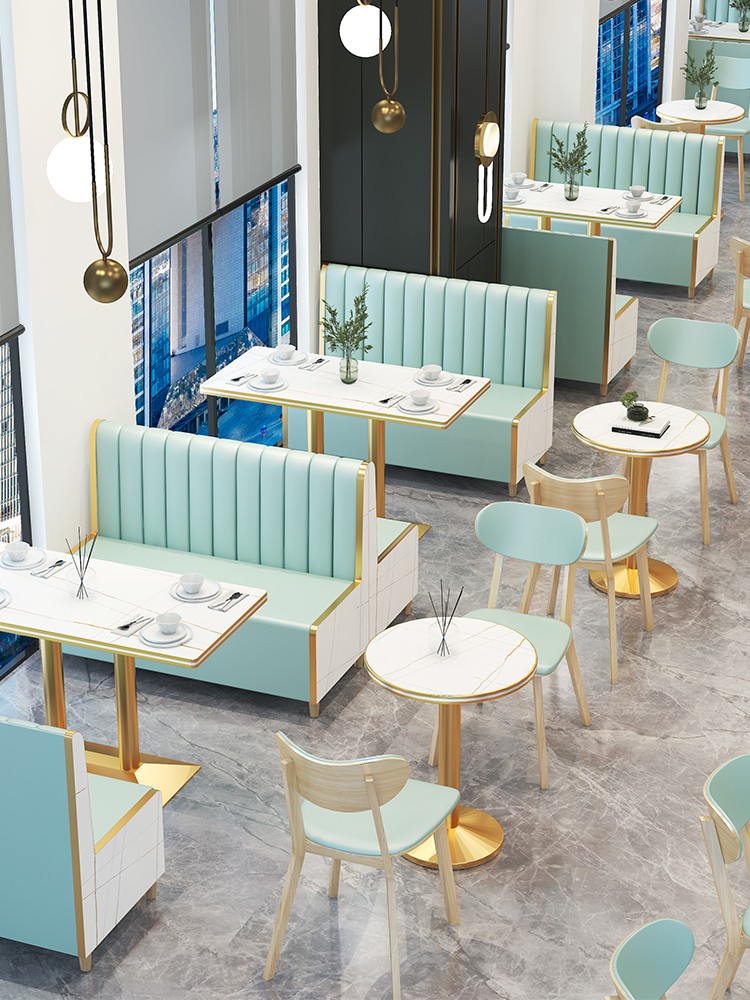 Double wall net red card seat table and chair combination milk tea shop catering clear bar spot custom western restaurant dessert shop table