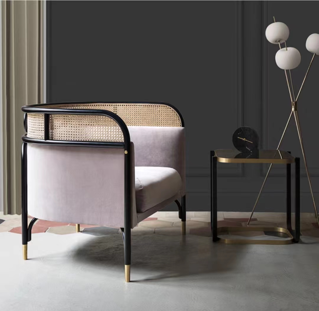 Nordic modern minimalist U-shaped human creative coffee shop hotel lobby reception multi-functional fabric rattan sofa