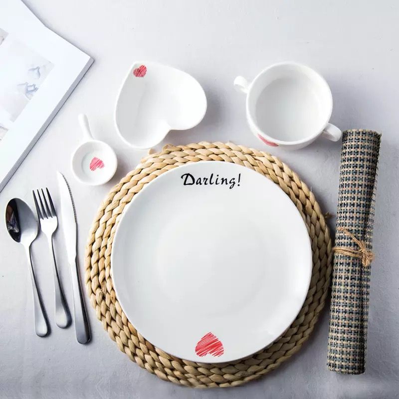Household steak western food plate full creative couples steak knife and fork spoon, ceramic dinner salad plate suit