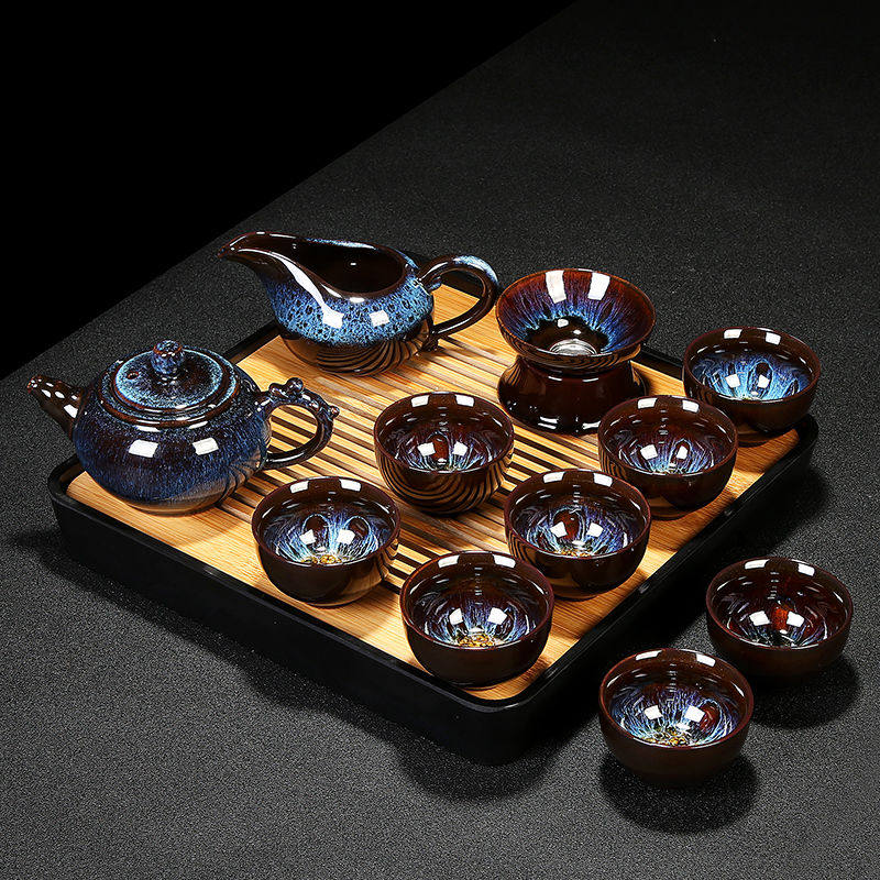 Kiln Tea Tea Tea Ware ceramic Gongfu Tea furniture set group Jingdezhen White Porcelain Tea Cup Cover Bowl Tea Tea Furniture Set Group Home Whole Set