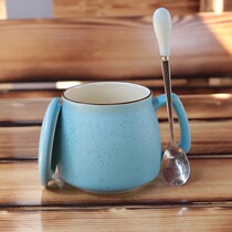 Ceramic Cup with lid spoon mug custom breakfast cup Milk Cup couple creative water cup office coffee cup