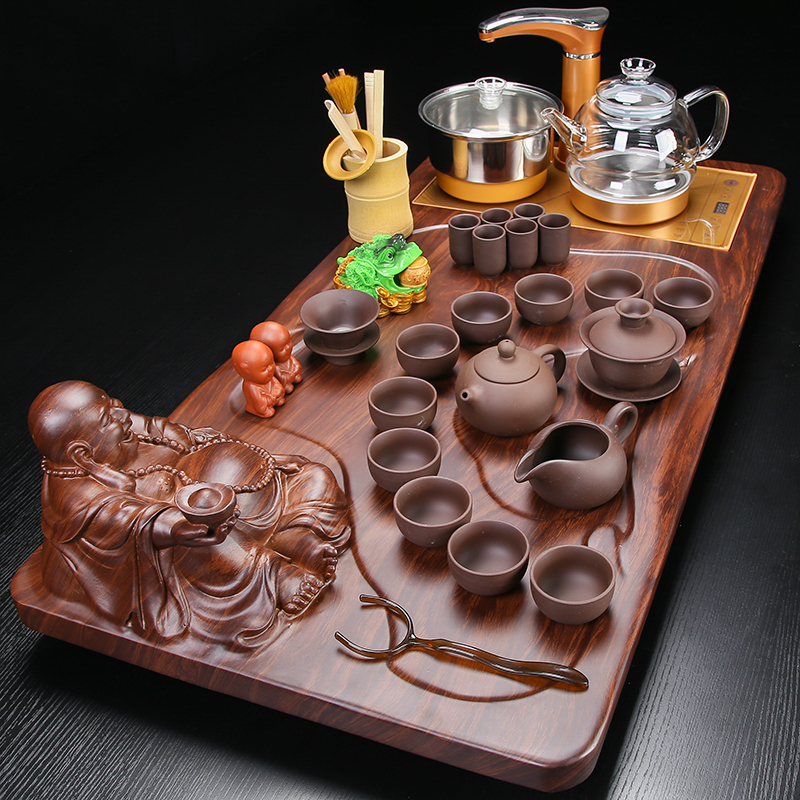 VSHOW automatic ceramic tea set kung fu contracted use ltd. automatic tea table of a complete set of solid wood tea tray