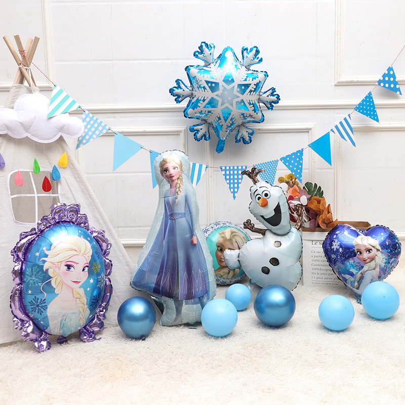 Baby's birthday decorations Ice and snow chic edge Princess Balloon Birthday Banquet Venue Arranged Children Party Decorations