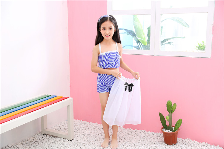 Áo ba lỗ sọc trắng 1884 trong áo tắm dành cho học sinh tiểu học của trẻ em lớn thời trang áo tắm mùa xuân nóng bỏng của Hàn Quốc - Bộ đồ bơi của Kid quần áo bơi trẻ em