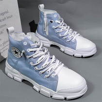 Mens shoes 2021 Autumn New Tide Martin shoes trend high board shoes mens trendy shoes side zipper boots canvas shoes