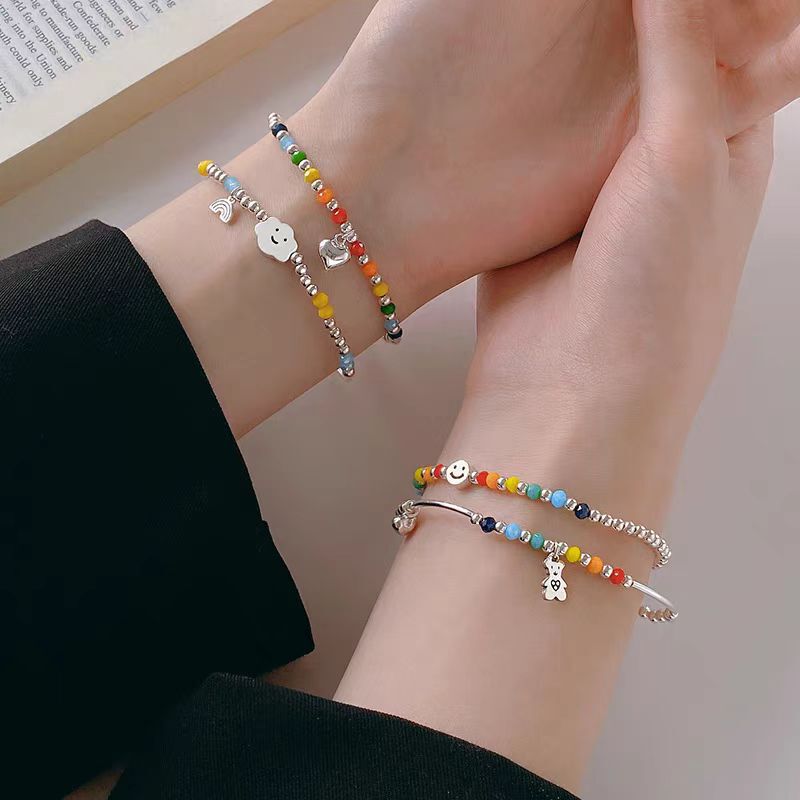 Rainbow Bracelet for Women, Summer Smiley Face, Heart, Bear, Cloud, ins Niche Design, Light Luxury, 2025 New Trendy Style