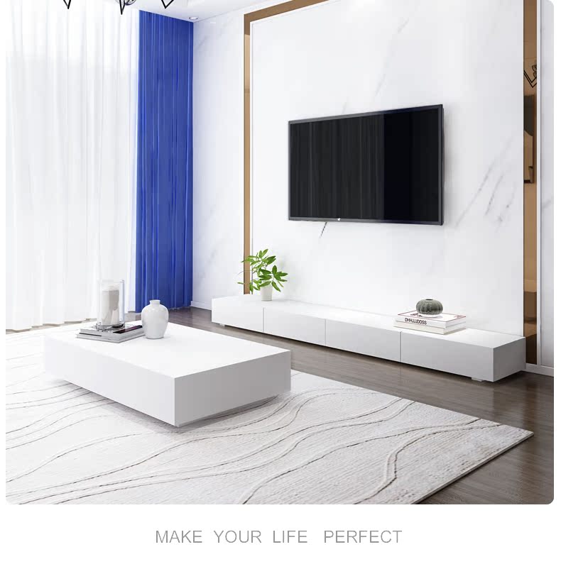 Đơn giản hiện đại căn hộ nhỏ bàn cà phê TV kết hợp tủ phòng khách sáng tạo hình chữ nhật bàn cà phê thiết kế nội thất Bắc Âu - Bàn trà bàn ghế sofa phòng khách nhỏ