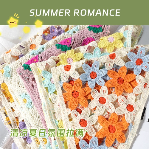 Трикотажный милый шарф ручной работы, платок, аксессуар для волос, французский стиль