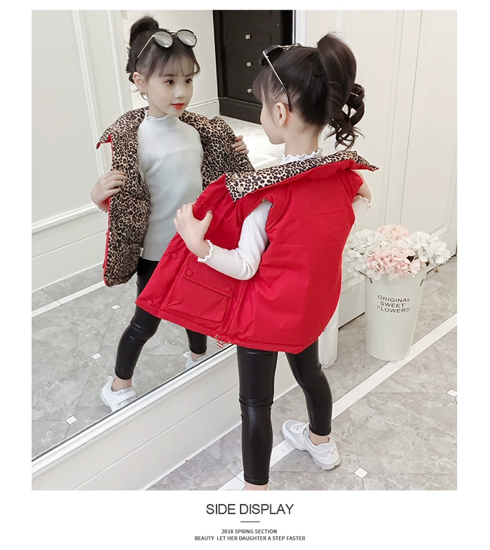 . 4 bé gái áo vest cotton 6 quần áo trẻ em 7 quần áo thu đông 9 trẻ em ngắn 5 dày 10 mặc ngoài 11 áo vest 8 tuổi hai bên - Áo ghi lê