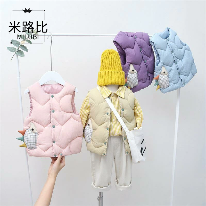 . Baby Duck Down Jacket của phụ nữ Down Cotton Vest dành cho trẻ em Áo khoác trẻ em trai Hàn Quốc mát mẻ Áo khoác Ding Dong của trẻ em Hàn Quốc - Áo ghi lê