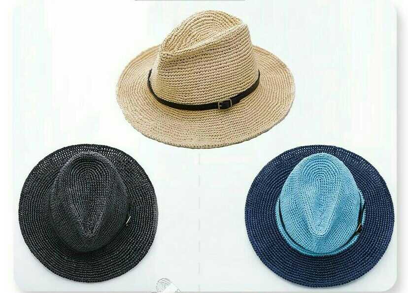 Handmade DIY Crochet Raffia Cotton Straw Jazz Hat Electronic Graphical Tutorial No. 19