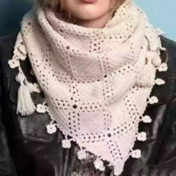 DIY Handmade Wool Thread Crochet Needle Woven Lace Triangle Scarves electronic diagrams Photo Tutorials