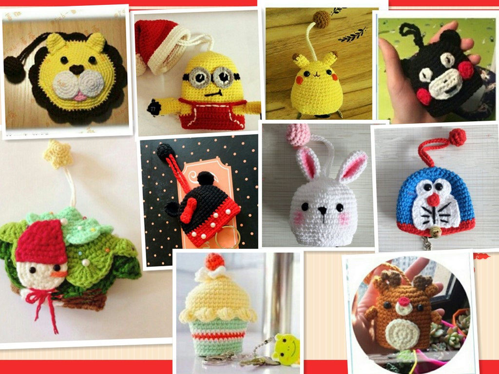 Manual DIY Wool Thread Crochet Knit Key Bag 10 Cartoon Key Bag (I) Pendant Electronic diagrams