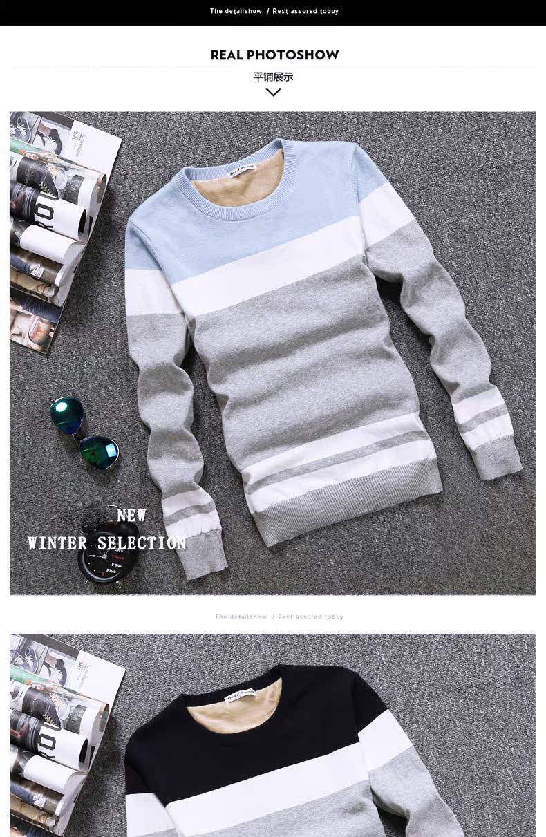 Áo len nam mùa thu đông cộng với áo len nhung dày, áo len dài tay trẻ trung Hàn Quốc shop thời trang nam