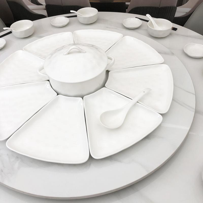 Overnight Dinner, Moving into a New Home, Family Reunion, Platter Tableware Set, Home-Use Round Table, Particularly Beautiful Fan-Shaped Plate Set