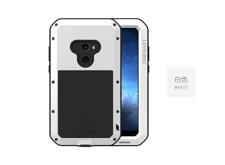 LOVE MEI Powerful Water Resistant Shockproof Dust/Dirt/Snow Proof Aluminum Metal Outdoor Gorilla Glass Heavy Duty Case Cover for Xiaomi Mi MIX 2