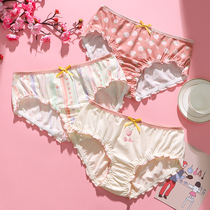 Womens three panties womens summer cute thin comfortable low waist sweet girl Japanese students cotton breifs
