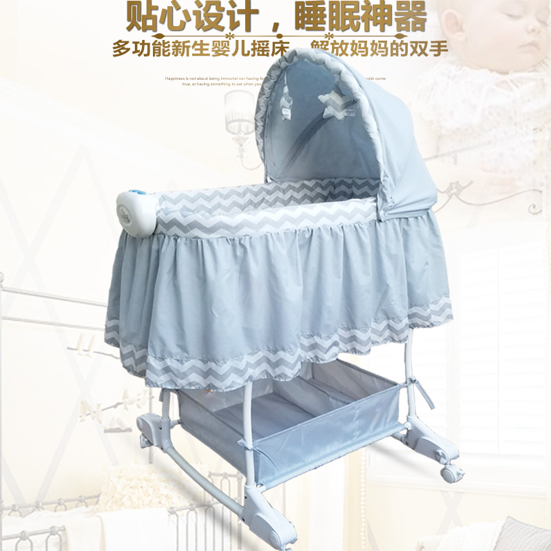 Cradle bed cradle bed newborn BB bed Euro bed Simple small family shake dens rocking wheel
