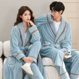 Демисезонный белый фланелевый банный халат, бархатная флисовая коралловая длинная пижама для влюбленных, увеличенная толщина