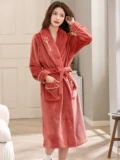 Демисезонный фланелевый банный халат, бархатная флисовая коралловая длинная пижама для влюбленных, увеличенная толщина