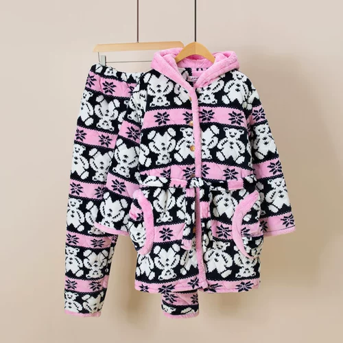 Зимняя стеганая фланелевая бархатная флисовая пижама, зимний удерживающий тепло мультяшный комплект, увеличенная толщина