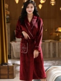 Демисезонный банный халат, флисовая коралловая бархатная фланелевая длинная пижама, большой размер