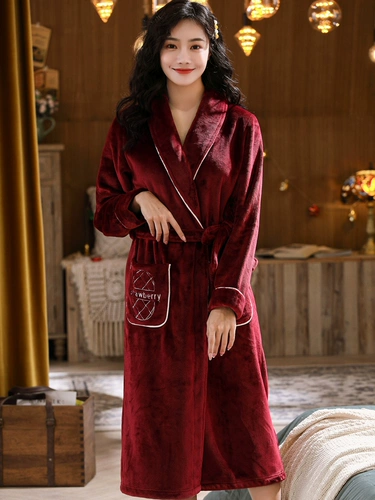 Демисезонный банный халат, флисовая коралловая бархатная фланелевая длинная пижама, большой размер