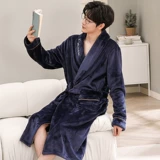 Демисезонный длинный банный халат, бархатная фланелевая коралловая флисовая пижама для влюбленных, увеличенная толщина