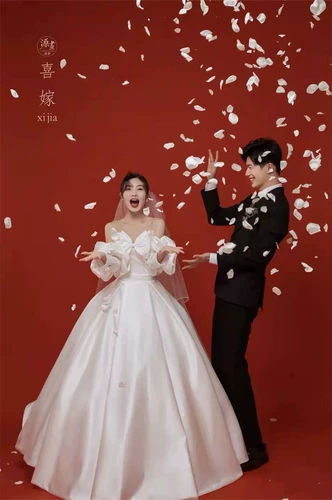 Белое свадебное платье, корейский топ без лямок для влюбленных, рукава фонарики