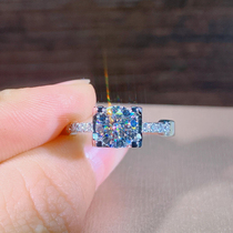 The United States imported mo sang shi Diamond Ring women 18K platinum rose gold Classic four claw Bull Ring 1 karat