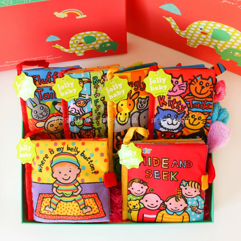 Sách bé vải đồ chơi hộp quà tặng trẻ sơ sinh câu đố giáo dục sớm xoa dịu đồ chơi bé xé âm thanh không rách giấy vải cuốn sách